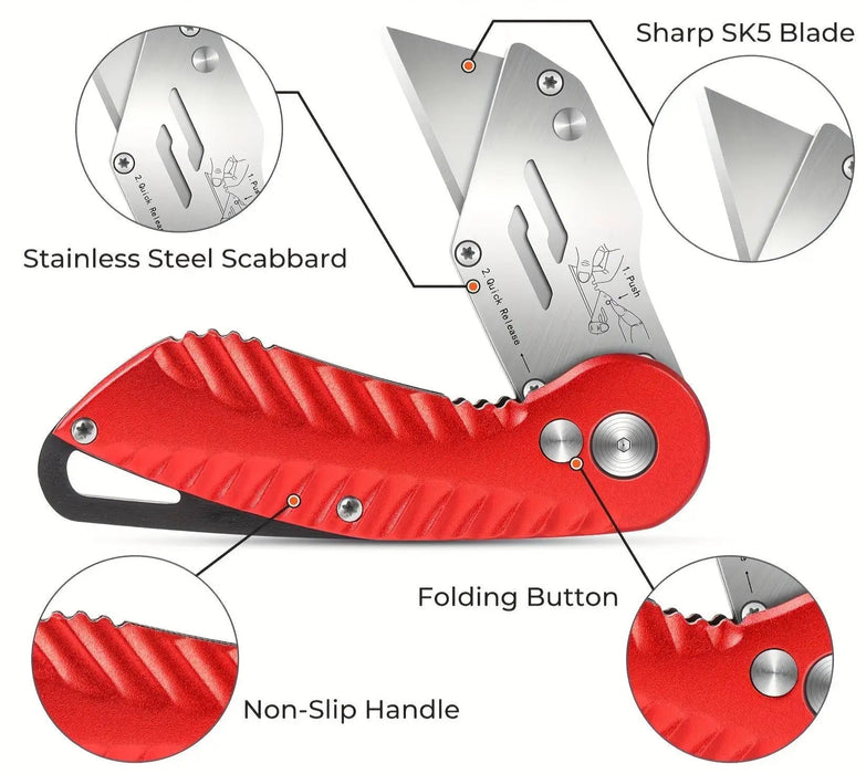 Utility Knife Folding with 5 Extra Blades