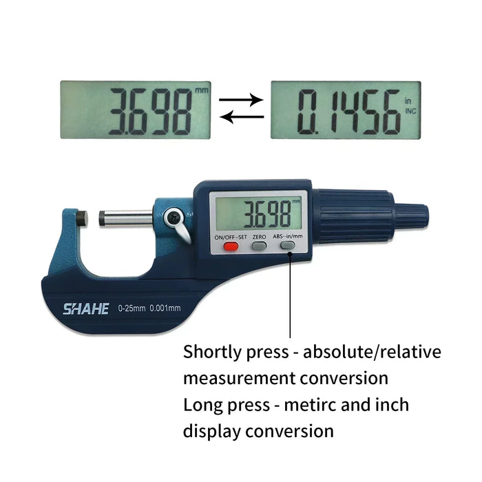 Micrometer Digital Outside 0-25mm / 25-50mm / 50-75mm / 75-100 mm (0.001 mm resolution) LCD Screen