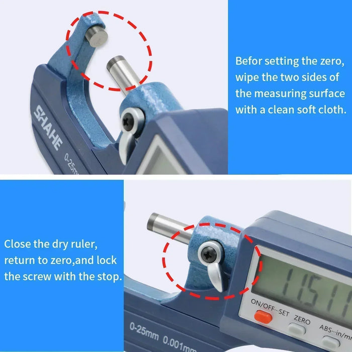 Micrometer Digital Outside 0-25mm / 25-50mm / 50-75mm / 75-100 mm (0.001 mm resolution) LCD Screen
