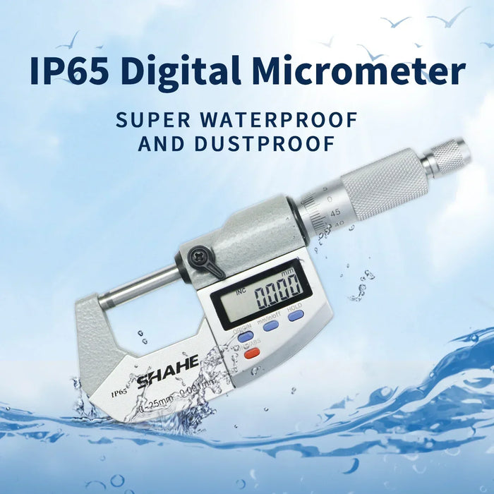 Micrometer IP65 WATER & DUSTPROOF Digital Outside 0-25mm / 25-50mm / 50-75mm / 75-100 mm (0.001 mm resolution) LCD Screen