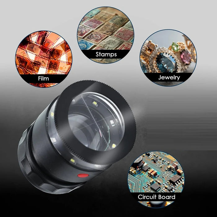 Loupe Magnifier 10X Magnifying Glass Scaled-Rechargeable