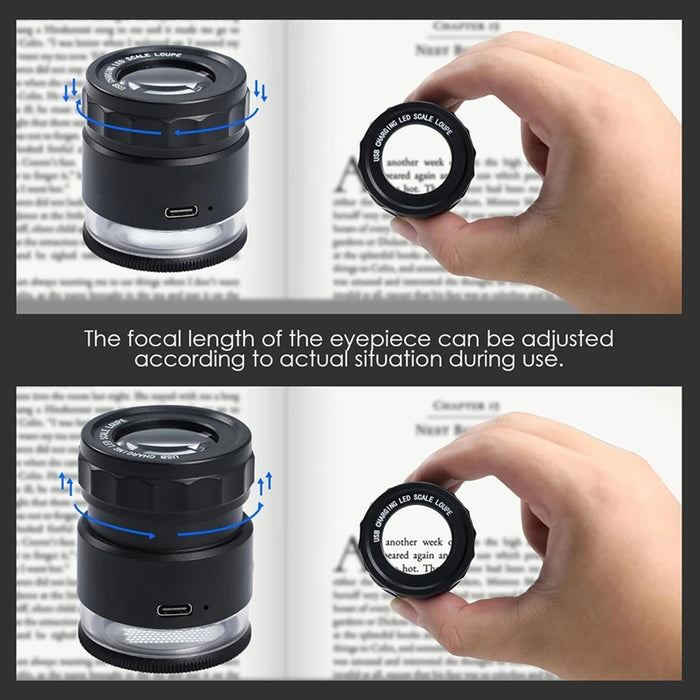 Loupe Magnifier 10X Magnifying Glass Scaled-Rechargeable