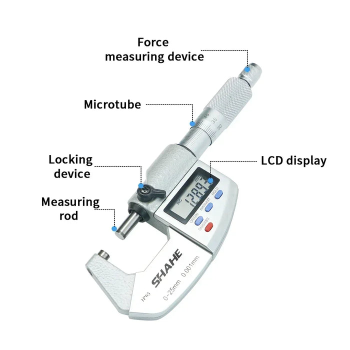 Micrometer IP65 WATER & DUSTPROOF Digital Outside 0-25mm / 25-50mm / 50-75mm / 75-100 mm (0.001 mm resolution) LCD Screen