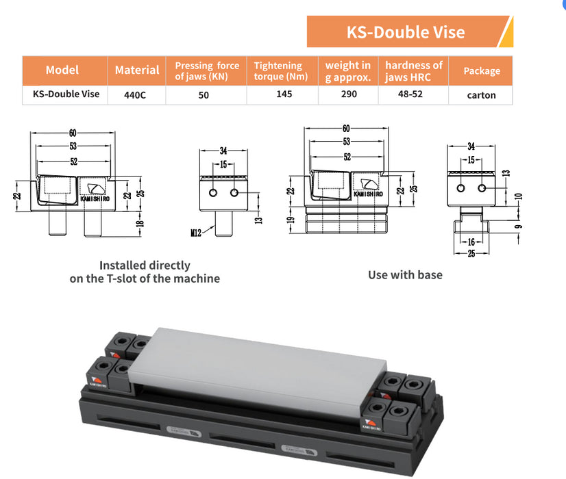 KAMISHIRO KS-Double Vise for CNC Machine - Heavy Duty