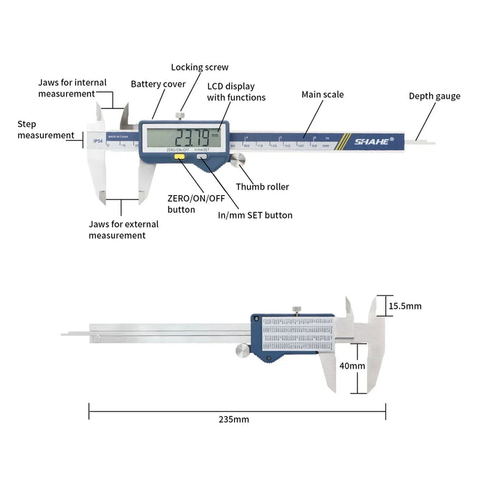 SHAHE Digital Electronic Caliper With Upper And Lower Limit Setting Function