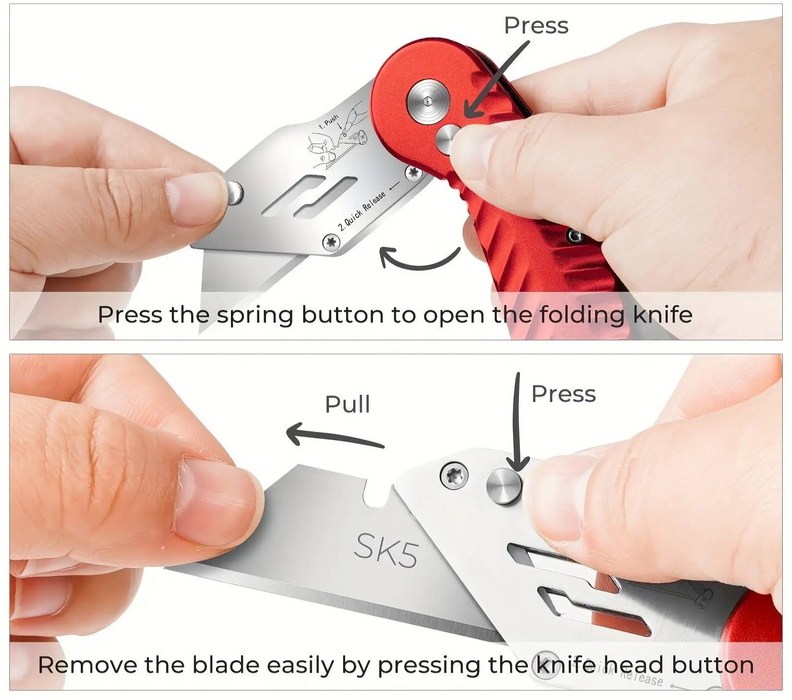 Utility Knife Folding with 5 Extra Blades