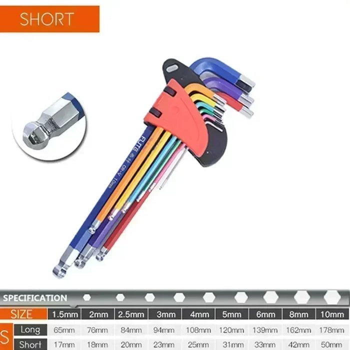 FUTE Allen Key Set 9PCS 1.5mm - 10mm Hex Spanner