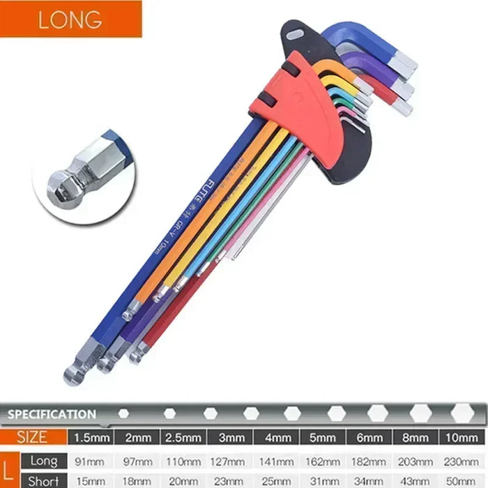 FUTE Allen Key Set 9PCS 1.5mm - 10mm Hex Spanner